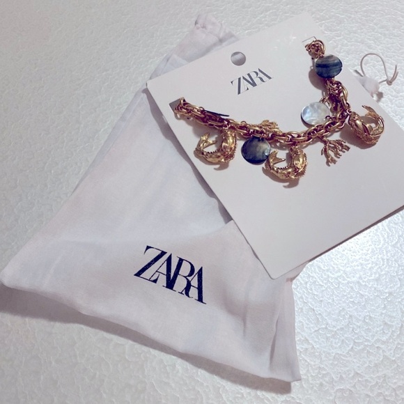NEW ZARA FISH CHARM NECKLACE GOLDEN PEARL MERMAID - Picture 5 of 7